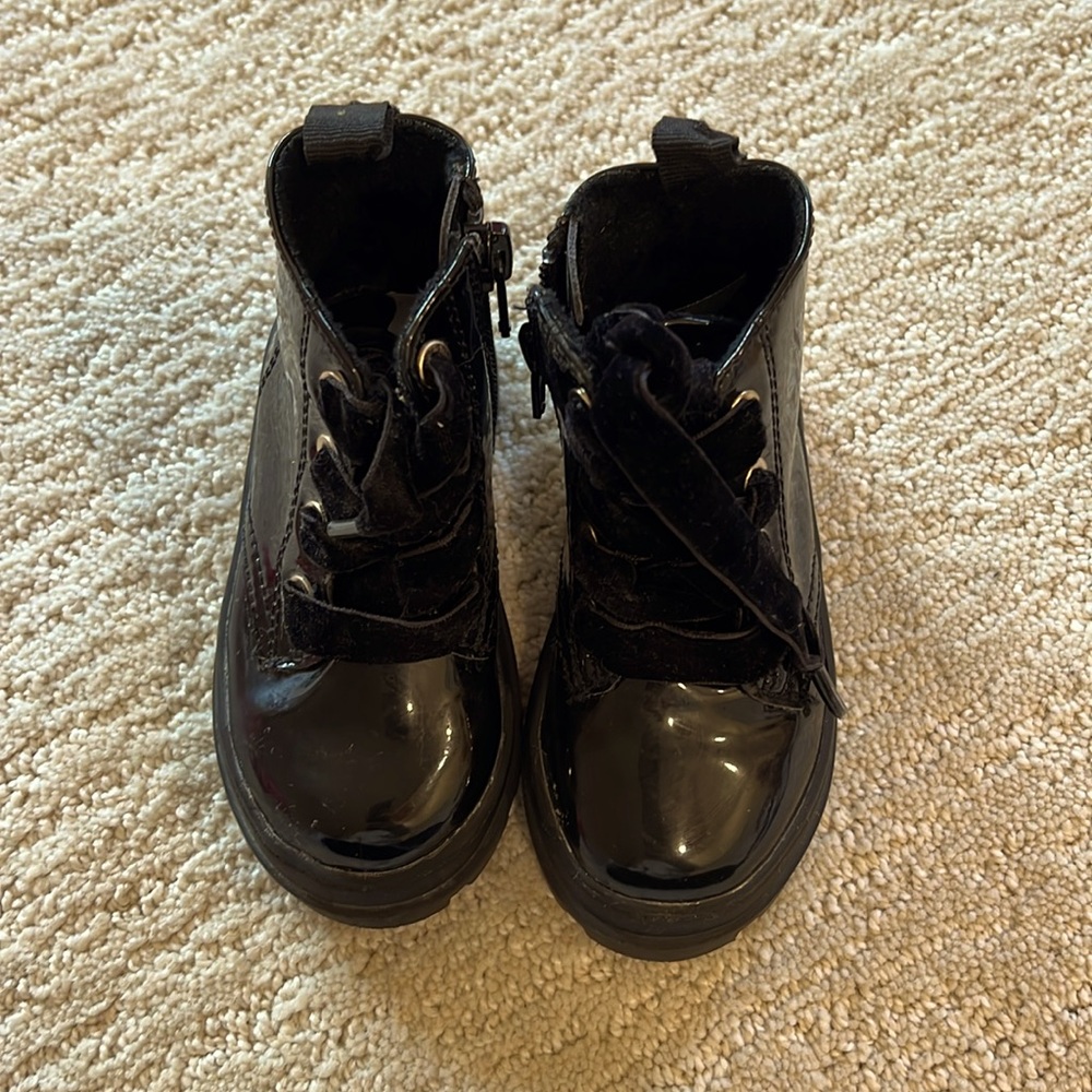 H&M black patent leather boots